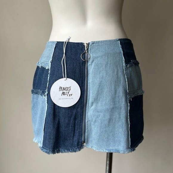 Princess Polly Sirena Patchwork Denim Mini Skirt, Blue S US 6 - Picture 5 of 7